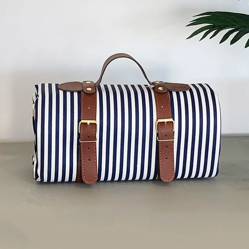 Navy & White Stripe Picnic Blanket