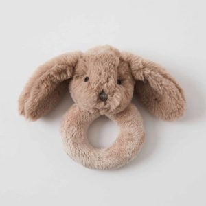 Jiggle & Giggle Plush Taupe Bunny Rattle